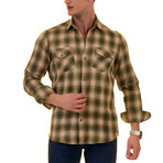 Flannel Shirts // Camel + Brown + Orange Plaid (XS)