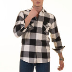 Flannel Shirts // White + Black Checkered (L)