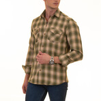 Flannel Shirts // Camel + Brown + Orange Plaid (XL)