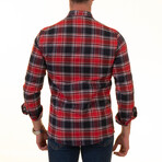 Flannel Shirts // Red + Navy Blue + White Plaid (L)