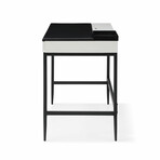 Keane Desk // 2 Drawers, Desk Pad + Storage (Black + White)