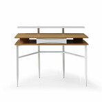 Matthew Desk // 1 Drawer, Side Storage + Top Shelves (Gray + Black)