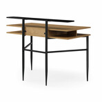 Matthew Desk // 1 Drawer, Side Storage + Top Shelves (Gray + Black)
