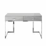 Quinn Writing Desk (Light Gray + Chrome Base)