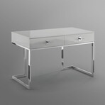 Quinn Writing Desk (Light Gray + Chrome Base)