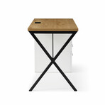 Axton Desk // 3 Drawers, Leather Handles + Black X-Leg (Natural)