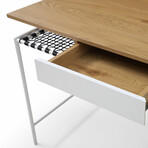 Miles Desk // 1 Drawer + Storage Shelves (Natural + Black)