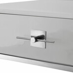 Quinn Writing Desk (Light Gray + Chrome Base)