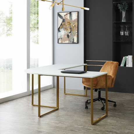 Bryanna L-Shaped Desk (Black + Natural)