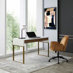 Jamir Desk // 2 Storage Drawers (Gold + White)