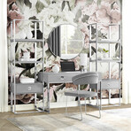 Quinn Writing Desk (Light Gray + Chrome Base)