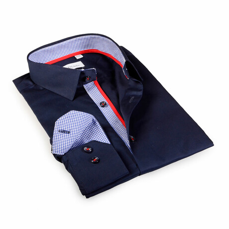 Contemporary Fit True Navy Dress Shirt with Contrast Details // Style 1 // Navy (S)
