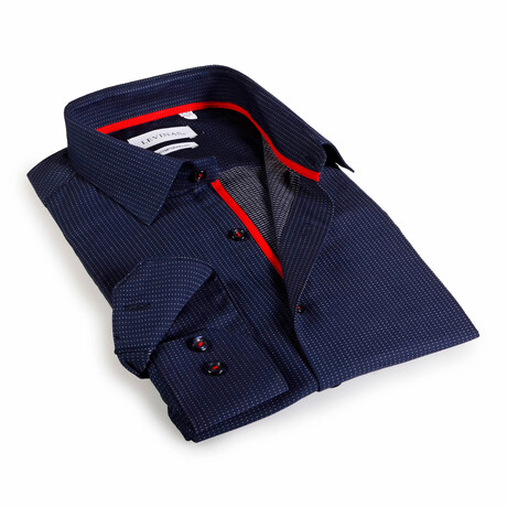 Contemporary Fit Pin-Dot Dress Shirt // Navy Small Dots (S)
