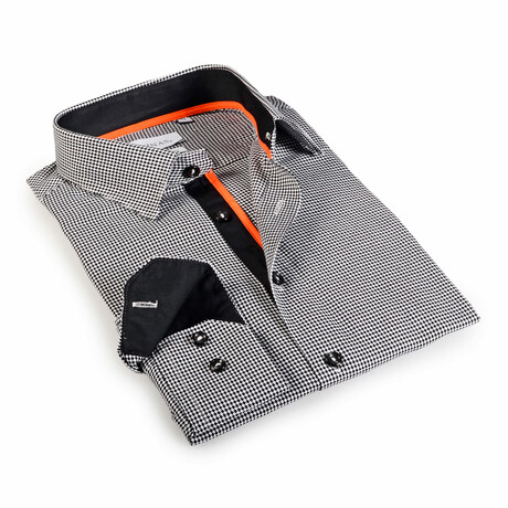 Contemporary Fit Modern Check Dress Shirt // Black Houndstooth (S)