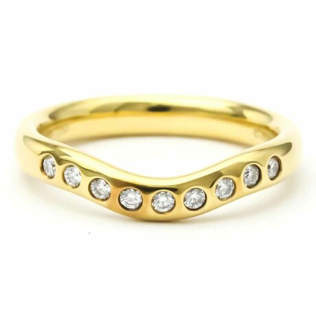 Platinum + 18k Yellow Gold Diamond Curved Band Ring // Ring Size: 5 // Pre-Owned