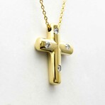 18k Yellow Gold Dots Cross Diamond Necklace // 16.14" // Pre-Owned