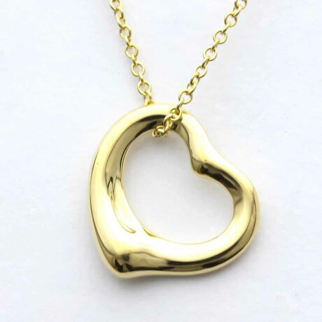 18k Yellow Gold Open Heart Necklace // 15.74" // Pre-Owned