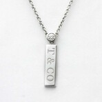 18k White Gold Diamond Bar Necklace // 16.14" // Pre-Owned