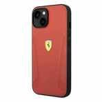 Leather Case Hot Stamped Sides And Yellow Shield Logo // Red (iPhone 14)