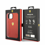 Leather Case Hot Stamped Sides And Yellow Shield Logo // Red (iPhone 14)