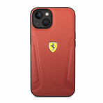 Leather Case Hot Stamped Sides And Yellow Shield Logo // Red (iPhone 14)