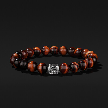 Essential Red Tiger Eye Bracelet // Silver + Red (X-Small)