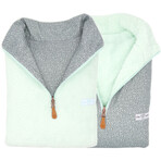 1/4 Zip Reversible Sherpa Fleece // Pale Turquoise + Rock (X-Small)