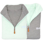 1/4 Zip Reversible Sherpa Fleece // Pale Turquoise + Panda (X-Small)