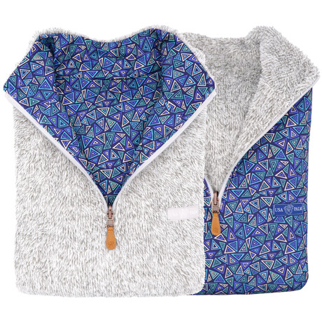 1/4 Zip Reversible Sherpa Fleece // Silver + Viral (Small)