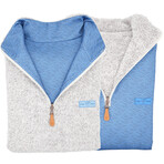 1/4 Zip Reversible Sherpa Fleece // Silver + Wave 2.0 (X-Small)