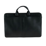 Double Gusset Top Zip Briefcase // Black