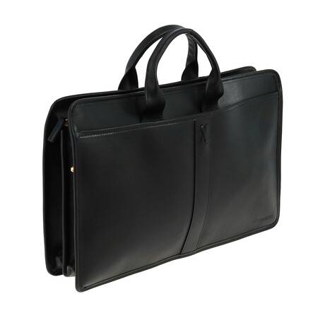 Double Gusset Top Zip Briefcase // Black