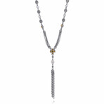 Konstantino // 18K Yellow Gold + Sterling Silver Pearl + Aquamarine Necklace // 18" // Store Display