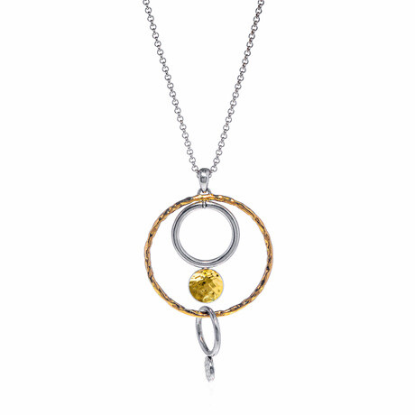 John Hardy Dot Hammered 18K Yellow Gold + Sterling Silver Pendant Necklace // 34"-36" // Store Display