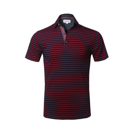 Sibari Polo Shirts // Navy + Red (S)