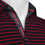 Mazara // Sibari Polo Shirts // Navy + Red (L)