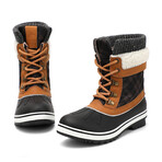 Aleader Women’s Fashion Waterproof Winter Snow Boots // Black + Camel (US: 8)