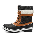 Aleader Women’s Fashion Waterproof Winter Snow Boots // Black + Camel (US: 7.5)