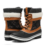 Aleader Women’s Fashion Waterproof Winter Snow Boots // Black + Camel (US: 8.5)