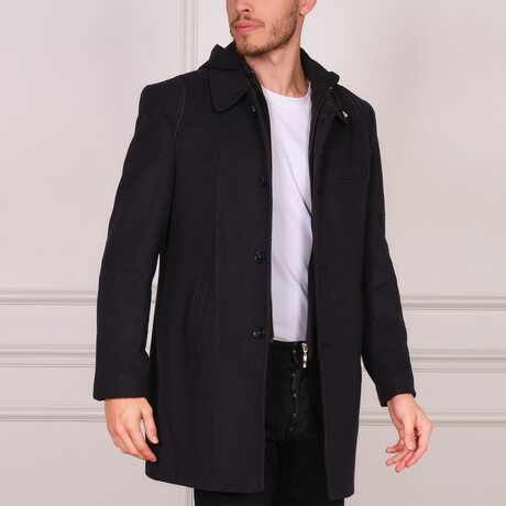 Lyon Overcoat // Patterned Dark Blue (Medium)