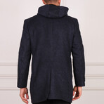 Lyon Overcoat // Diagonal Black + Blue (Small)