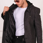 Hooded Patterned Overcoat // Black Anthracite (M)