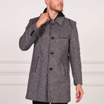 Hooded Patterned Overcoat // Gray (S)