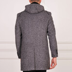 Hooded Patterned Overcoat // Gray (S)