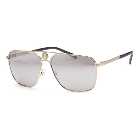 Versace Men's VE2238-12526G Sunglasses // Pale Gold + Silver Mirror