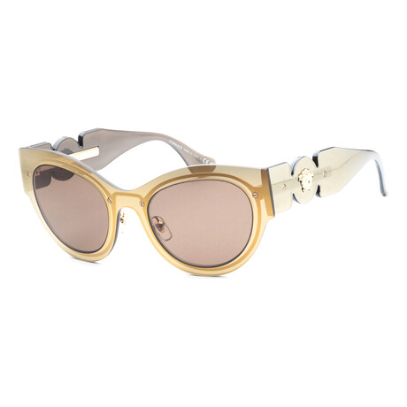 Versace Women's VE2234-1002-3-53 Sunglasses // Transparent Brown Mirror + Brown