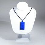 Genuine Square Lapis Lazuli Pendant with Black Cord v.5