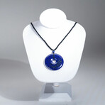 Genuine Round Lapis Lazuli Pendant with Black Cord // 31.8 g