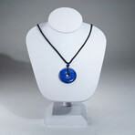 Genuine Round Lapis Lazuli Pendant with Black Cord v.1