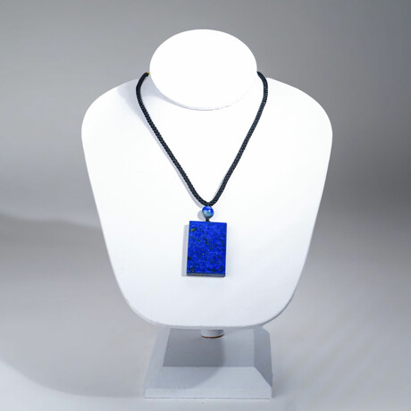 Genuine Square Lapis Lazuli Pendant with Black Cord v.1
